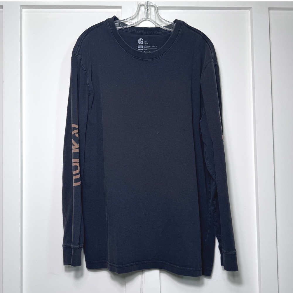Carhartt x Hurley Mens XL Long Sleeve T-Shirt Black Faded Graphic Collab‎ Cotton